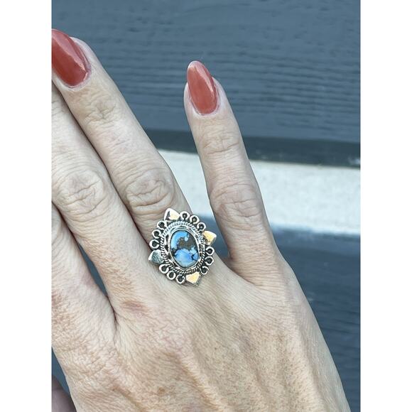 Sterling Silver Golden Hills Turquoise Ring Stamped 925 Southwestern Sz 6 - Picture 2 of 7
